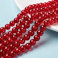 Spray Painted Crackle Glass Beads Strands, Round, Red, 8mm, Hole: 1.3~1.6mm, about 100pcs/strand, 31.4 inch(CCG-Q001-8mm-13)