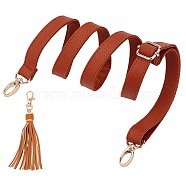 CHGCRAFT 2Pc 2 Styles PU Leather Tassel Pendants & Bag Strap, with Zinc Alloy Finding, for Bag Replacement Accessories, Light Gold, Pendants: 15.2x1.5cm(FIND-CA0004-03)