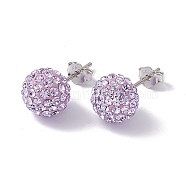 Gifts for Her Valentines Day 925 Sterling Silver Austrian Crystal Rhinestone Ball Stud Earrings for Girl, Round, 371_Violet, 17x8mm(Q286H191)