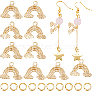 16Pcs Brass Rainbow Charms, with 16Pcs Open Jump Rings, Real 18K Gold Plated, 10.5x13.5x1mm, Hole: 1.5mm(DIY-CN0002-82)