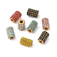 Ion Plating(IP) 304 Stainless Steel Beads, with Rhinestone, Column, Golden, Mixed Color, 11x7mm, Hole: 3mm(STAS-NH0001-02G)