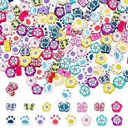 Nbeads 300Pcs 15 Style Handmade Polymer Clay Beads, Butterfly, Paw Print & Flower, Mixed Color, 20pcs/style(CLAY-NB0001-64)