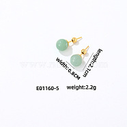 Handmade Fashion Gemstone Stainless Steel Bead Earrings Accessories for Autumn/Winter, Golden, 21x8mm(VH6205-4)