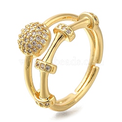 Adjustable Rack Plating Brass Micro Pave Cubic Zirconia Rings for Women, Long-Lasting Plated, Real 18K Gold Plated, 12mm, Inner Diameter: 18mm(RJEW-S244-01G-A)