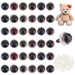 Elite 72 Sets 12 Colors Plastic Craft Eyes, Safety Eyes, with Scale Disc and Spacer, for Doll Making, Half Round, Mixed Color, 18x12mm, 6 sets/color(KY-PH0001-89)