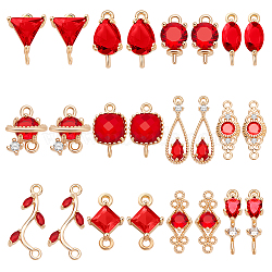 AHADERMAKER DIY Jewelry Making Finding Kit, Including Brass Link Connectors & Pendants & Peg Bails, with Glass, Planet & Teardrop & Rhombus & Horse Eye, Red, 24Pcs/box(GLAA-GA0001-77)