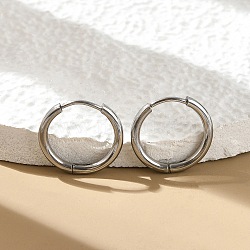 Non-Tarnish 304 Stainless Steel Huggie Hoop Earrings for Women, Stainless Steel Color, 14 Gauge, 13x1.6mm, Pin: 0.7mm(EJEW-F280-07B-P)