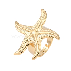 304 Stainless Steel Adjustable Rings for Women, Starfish, Real 18K Gold Plated, US Size 7 1/4(17.5mm)(RJEW-C095-03G)