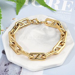 304 Stainless Steel Oval Link  Chain Bracelets for Women Men, Ion Plating(IP), Golden, 8-5/8 inch(22cm)(BJEW-F488-49C-G)