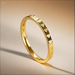 Textured 304 Stainless Steel Finger Rings for Women, Heart Pattern, Golden, US Size 8(18.1mm)(FS-WG1C589-01)