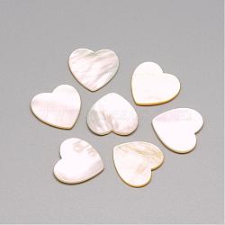 Natural White Shell Mother of Pearl Shell Cabochons, Heart, Seashell Color, 19~20x20x1~2mm(SSHEL-R041-53)