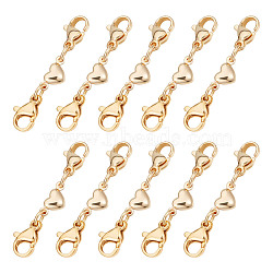 10Pcs 304 Stainless Steel Lobster Claw Clasps, with Brass Heart Links, Golden, 33mm(FIND-AB00054)