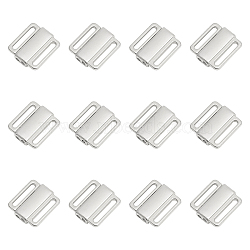 SUPERFINDINGS 12Pcs Zinc Alloy Bikini Clips, Bra Clasp Replacement Part, Lingerie Front Closure, Platinum, 16x14.5x3.5mm, Hole: 2X12mm(FIND-FH0007-13P)