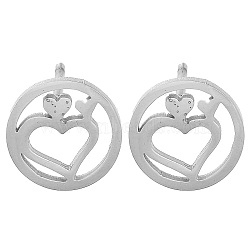 304 Stainless Steel Stud Earrings, Heart, Stainless Steel Color, 9mm(EJEW-M242-02G-P)