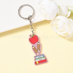 Acrylic Keychains, with Iron Findings, Platinum, Apple, 94mm(KEYC-YW00200-07)