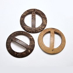 Coconut Buckles, Flat Round, Coconut Brown, 56x4~5mm, Hole: 15x35mm(COCO-E001-13-56mm)