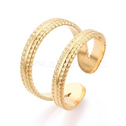 Adjustable Ion Plating(IP) 304 Stainless Steel Cuff Rings for Women, Real 18K Gold Plated, 14mm, Inner Diameter: 18mm(RJEW-N052-25G)
