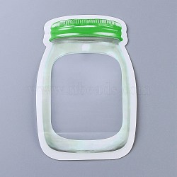 Reusable Bottle Shape Zipper Sealed Bags, Fresh Airtight Seal Food Storage Bags, for Nuts Candy Cookies, Green, 15x10.2cm(OPP-Z001-03-A)