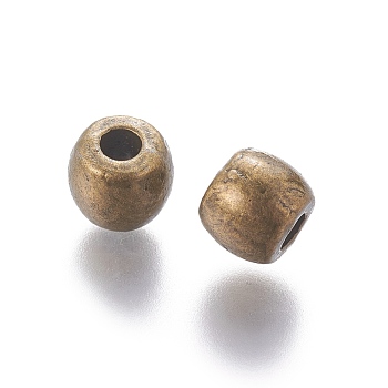 Tibetan Style Alloy Beads, Lead Free & Nickel Free & Cadmium Free, Barrel, Antique Bronze Color, 6x5mm, Hole: 2.5mm