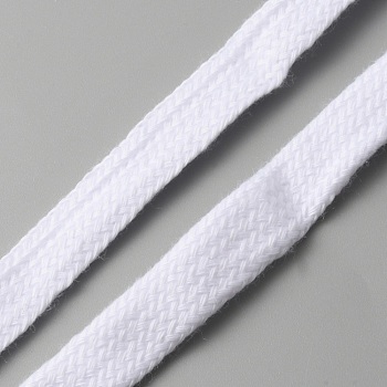 Flat Polycotton Hollow Cord, Shoeslace Making, Clothes Accessories, White, 3/8 inch(10mm), about 10.94 Yards(10m)/Bundle