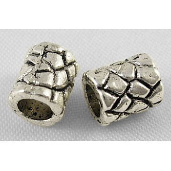 Tibetan Style Alloy Beads, Lead Free & Nickel Free & Cadmium Free, Column, Antique Silver, about 6mm in diameter, 7mm long, hole: 4mm