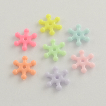 Opaque Snowflake Acrylic Beads, Mixed Color, 16x14x3mm, Hole: 2mm, about 2300pcs/500g