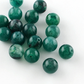 Round Imitation Gemstone Acrylic Beads, Teal, 20mm, Hole: 3mm, about 110pcs/500g