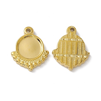 Vacuum Plating 304 Stainless Steel Pendant Cabochon Settings, Fan, Golden, Tray: 9.5mm, 19.5x16x2.5mm, Hole: 1.6mm
