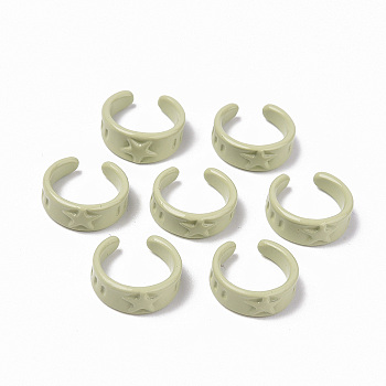 Spray Painted Alloy Cuff Rings, Open Rings, Cadmium Free & Lead Free, Star, Yellow Green, Inner Diameter: 9.3mm