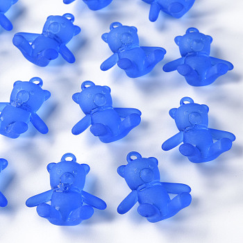 Frosted Acrylic Pendants, Bear, Royal Blue, 38.5x34x15mm, Hole: 2.5mm, about 94pcs/500g