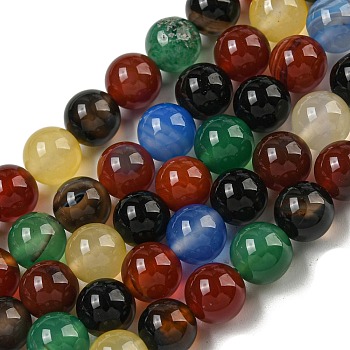 16 inch Round Gemstone Strands, Color Agate, Bead: 8mm in diameter, hole: 1mm. about 50pcs/strand