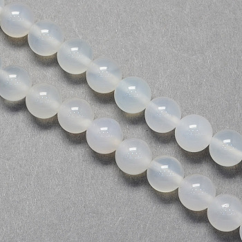 Round Natural White Agate Beads Strands, 4mm, Hole: 0.8mm, about 94pcs/strand, 14.8 inch