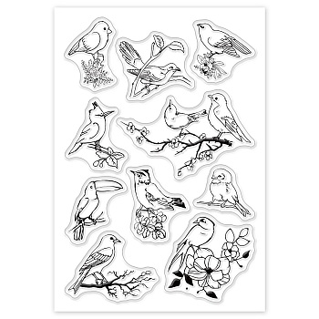 PVC Plastic Stamps, for DIY Scrapbooking, Photo Album Decorative, Cards Making, Stamp Sheets, Bird Pattern, 16x11x0.3cm