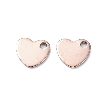 201 Stainless Steel Charms, Heart Charms, Rose Gold, 9x10x1mm, Hole: 1.2mm