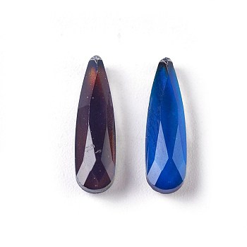 Faceted Glass Cabochons, Changing Color Mood Cabochons, teardrop, Colorful, 14x4x2.7mm