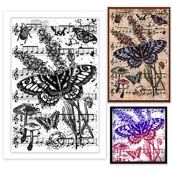 Custom PVC Plastic Clear Stamps, for DIY Scrapbooking, Photo Album Decorative, Cards Making, Butterfly, 160x110x3mm