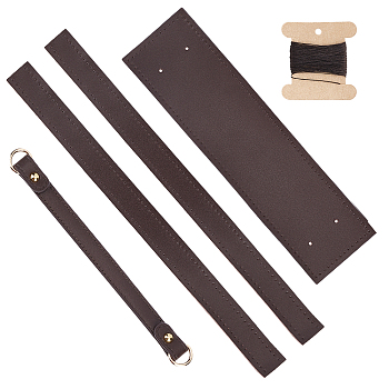 Leather Bag Bottom and Handles Kits, for Women Bags Handmade DIY Accessories, Coffee, 23x1.5x0.3cm