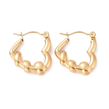 Ion Plating(IP) 304 Stainless Steel Heart Hoop Earrings for Women, Golden, 20x18.5x3.5mm, Pin: 0.8mm