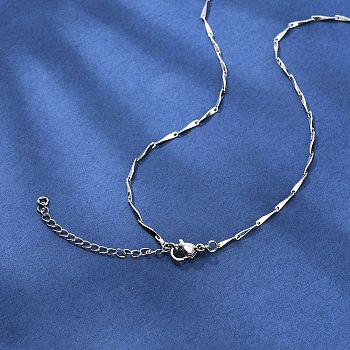 Brassl Twisted Bar Link Chain Necklaces for Men Women, Long-Lasting Plated, Platinum, 17.72 inch(45cm)