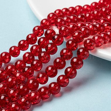 8mm Red Round Crackle Glass Beads