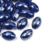 Handmade Porcelain Beads, for Necklace Decoration and Handmade DIY Material, Rice Shape, Midnight Blue, 24x16mm, Hole: 3mm(PW-WG559A4-05)