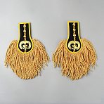 Polyester Epaulettes, with Alloy and Iron, Black, 280x130x16mm(DIY-WH0671-423)