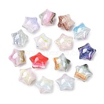 Gradient Color Transparent Resin Beads, Glitter Beads, Star, Mixed Color, 20.5x23.5x16mm, Hole: 2mm(RESI-C073-12)