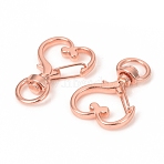 Heart Shape Zinc Alloy Swivel Lobster Clasps, Swivel Snap Hook, Rose Gold, 34.5x23.5x6mm, Hole: 5x9mm(IFIN-WH0053-01RG)