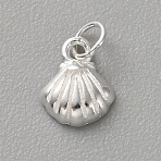 925 Sterling Silver Shell Shape Charms with Jump Rings & 925 Stamp, Silver, 6x5x1.5mm, Hole: 2mm(FIND-WH0170-98B)