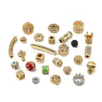 Brass Micro Pave Cubic Zirconia Beads, Mixed Shapes, Platinum & Golden, 3~32x7~14x3~14mm, Hole: 1.4~8.5mm(KK-XCP0002-21)
