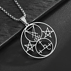 304 Stainless Steel Hollow Witchcraft Pentagram Pendant Necklaces, Non-Tarnish, Stainless Steel Color, 23.62 inch(60cm)(FS-WGCC915-01)