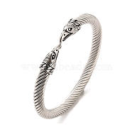 304 Stainless Steel Cuff Bangles, Eagle Torque Bangles, Antique Silver, Inner Diameter: 2-5/8 inch(6.8cm)(BJEW-E094-20AS)