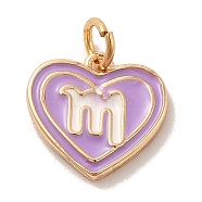 Real 18K Gold Plated Brass Enamel Pendants, with Jump Ring, Heart with Constellation Charm, Scorpio, 12x13x1.5mm, Hole: 3.4mm(KK-M273-06J-G)