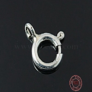 925 Sterling Silver Spring Ring Clasps, Silver, 7mm(STER-A007-24E)